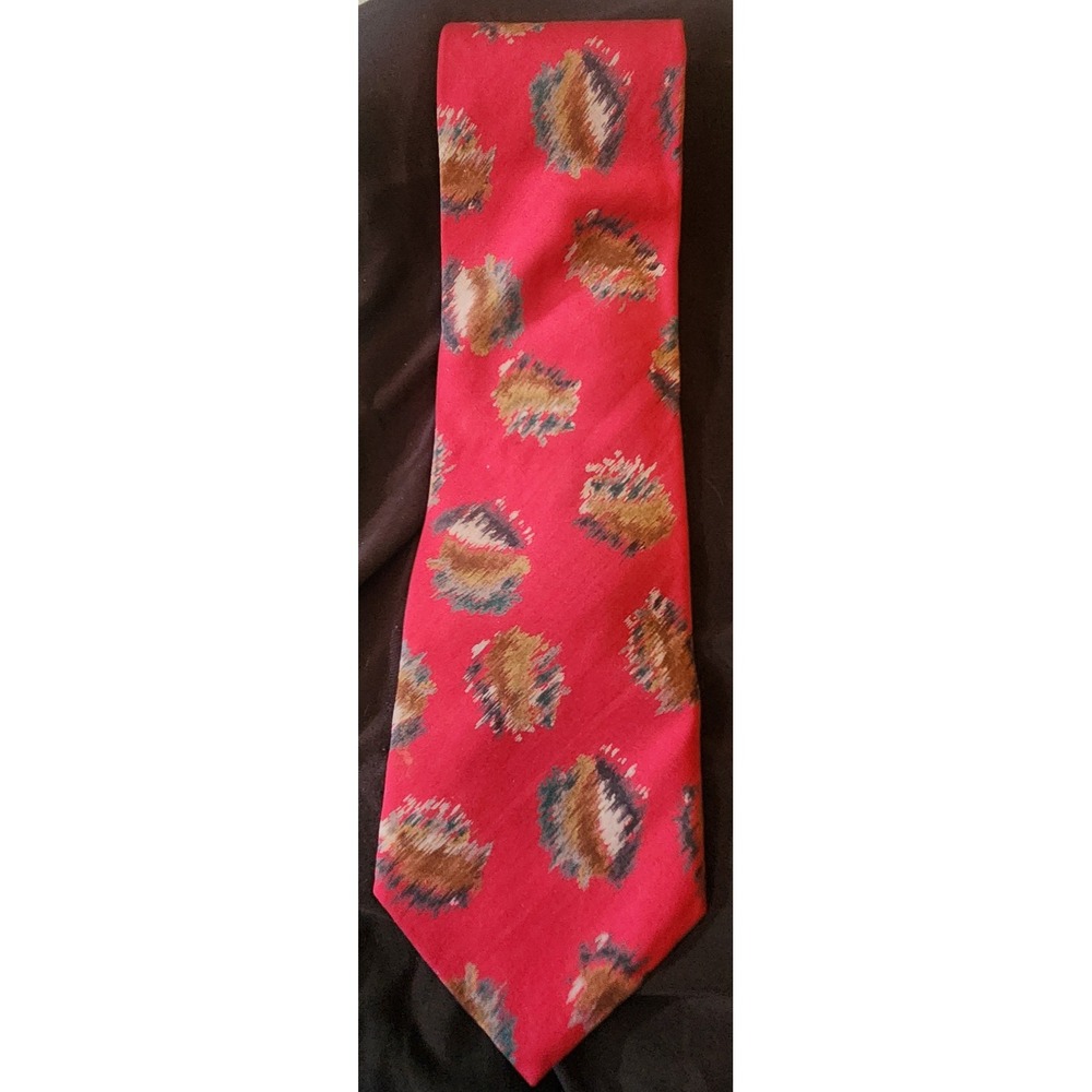 Bill Robinson Silk Tie Mens OS Red Abstract Ikat Good Vintage Italian Handmade